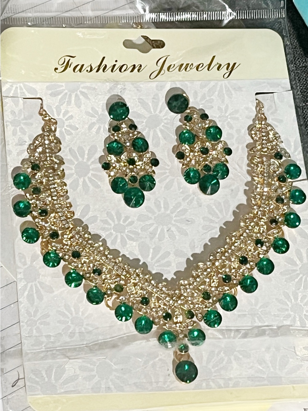 Elegant Gold and Emerald Green Wedding/Prom Jewelry